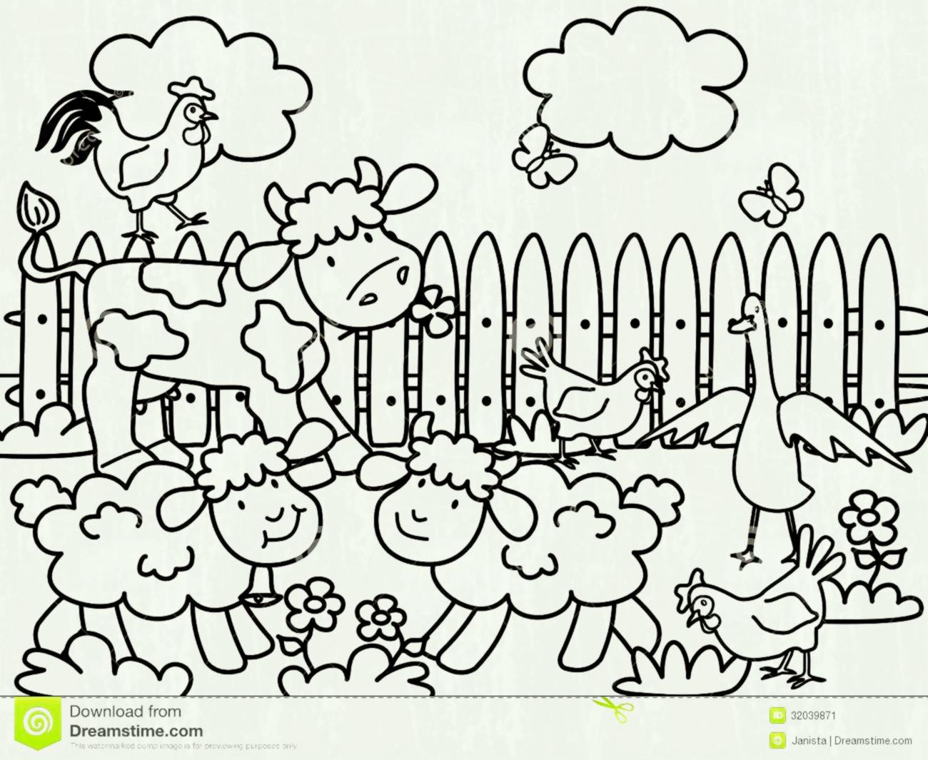 1300x1065 Farm Animals Cartoon For Coloring Book Black And White Vector