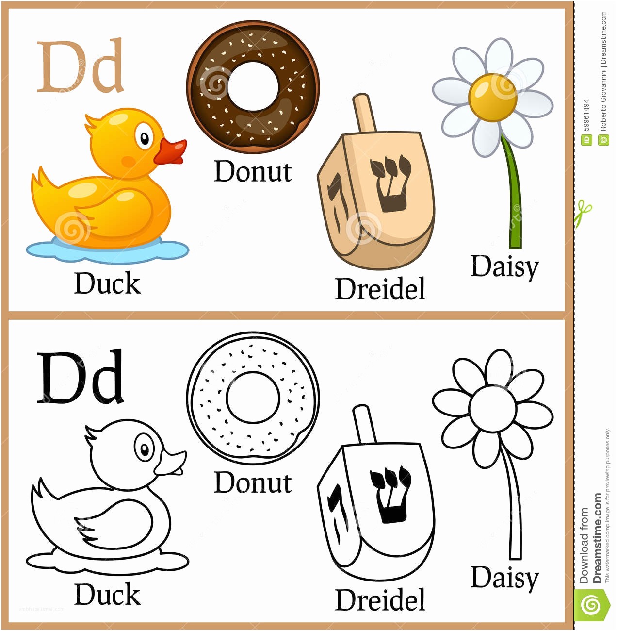 1272x1300 Small Letter Start D Object Drawing Coloring Book For Children