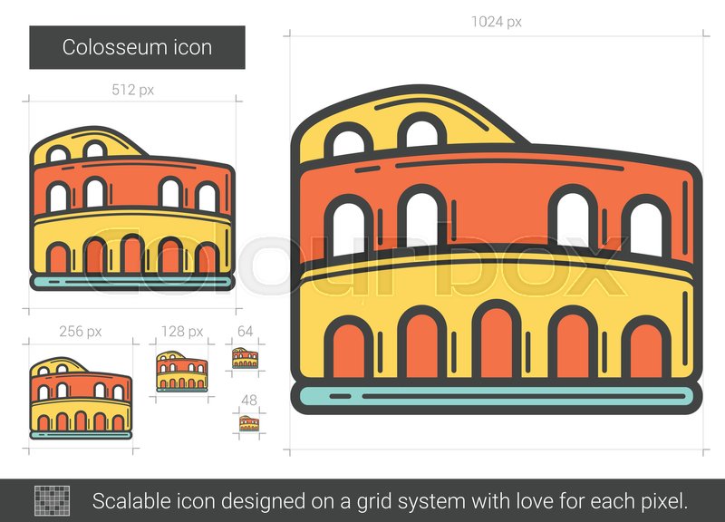 800x576 Colosseum Vector Line Icon Isolated On White Background. Colosseum