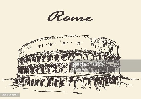 496x347 Streets Rome Colosseum Vector Drawn Sketch Premium Clipart