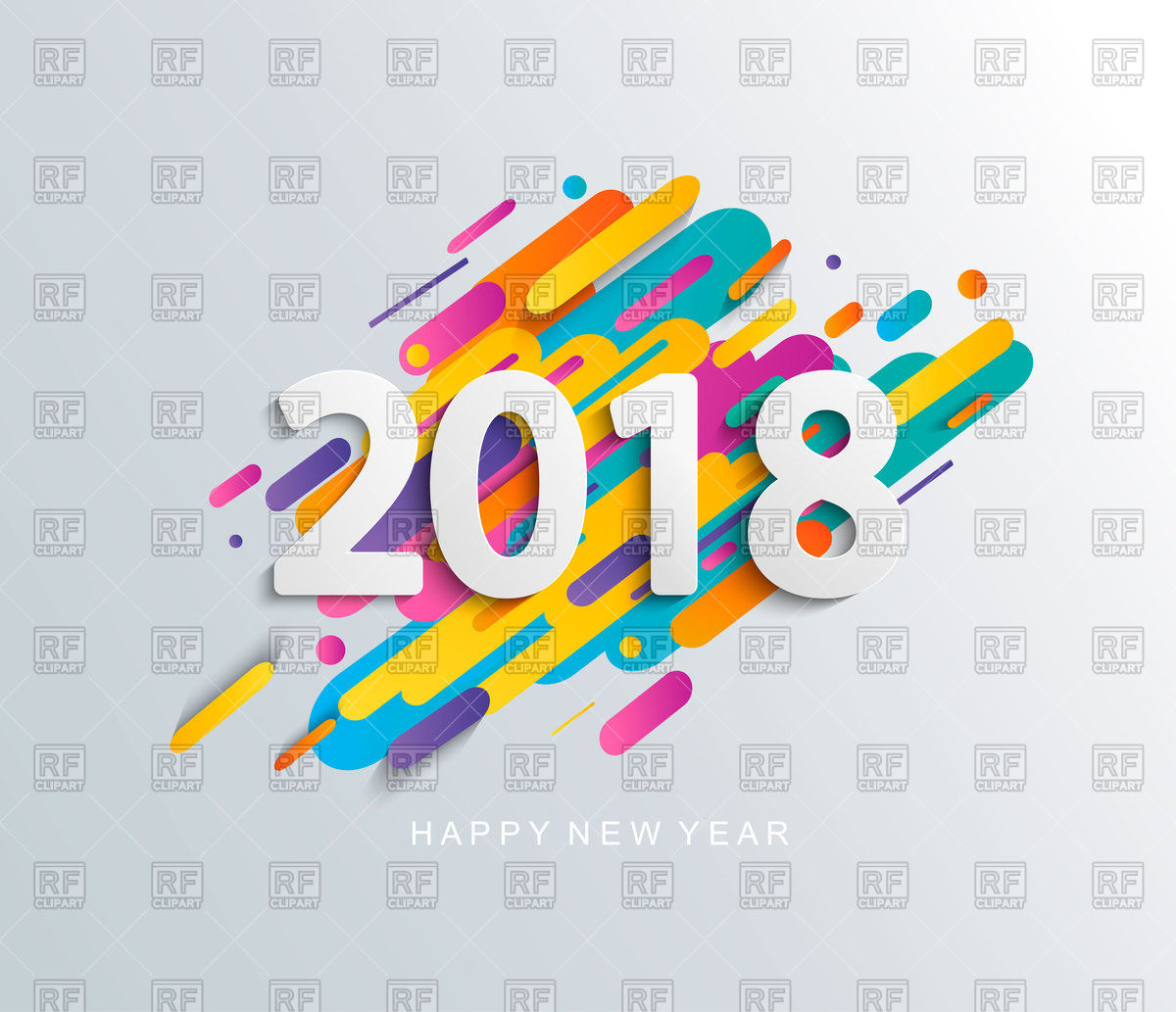 1200x1033 Happy New Year 2018 Poster With Colourful Stripes Vector Image