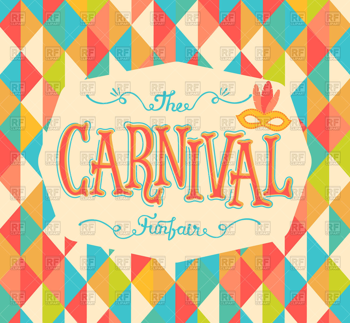1200x1110 Carnival Funfair Background With Colourful Rhombus Vector Image