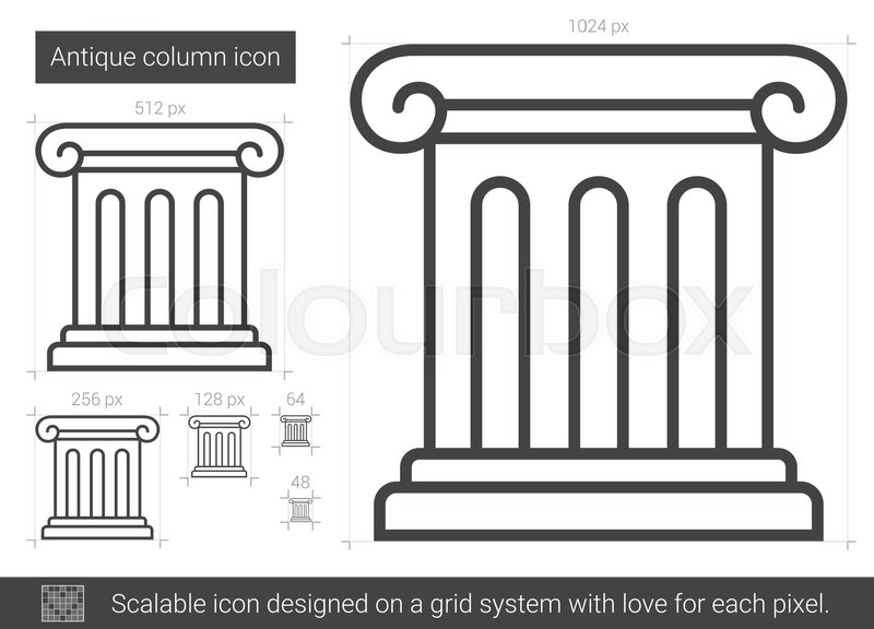 800x576 Antique Column Vector Line Icon Isolated On White Background
