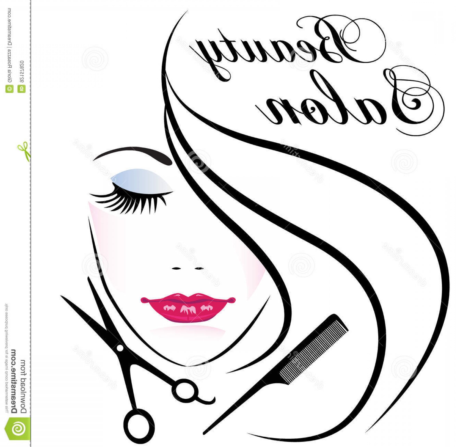 1590x1560 Stock Illustration Beauty Salon Pretty Woman Hair Face Logo Comb