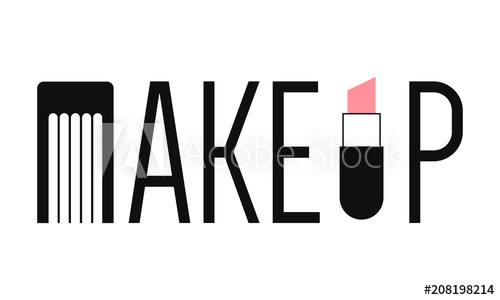 500x300 Makeup Logo. Makeup Wordmark. Parlour Comb Vector Illustration