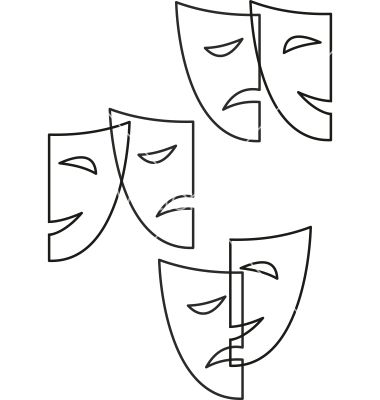 380x400 Contour Theatrical Masks Tragedy And Comedy Vector Tattoos