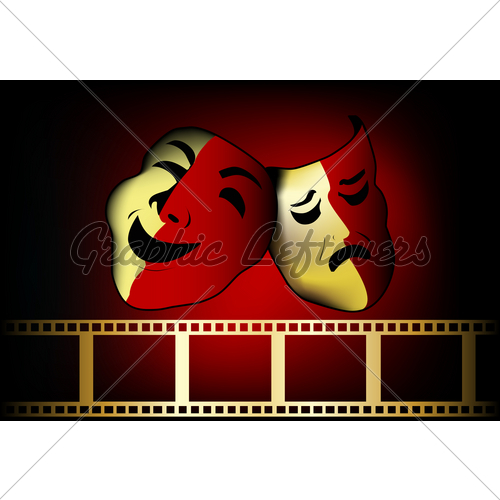 500x500 Theatrical Mask Of Tragedy And Comedy Vector Gl Stock Images