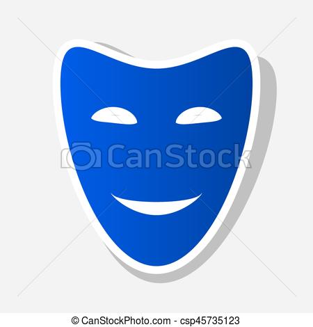 450x470 Comedy Theatrical Masks. Vector. New Year Bluish Icon With Outside