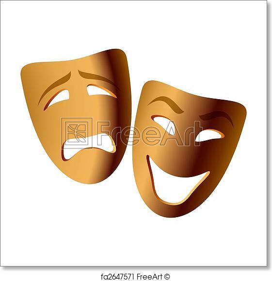 561x581 Free Art Print Of Comedy And Tragedy Masks. Vector Illustration Of