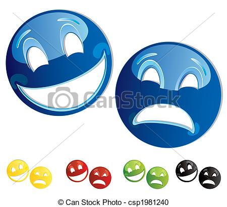 450x409 Set Of Smiley Comedy Tragedy Masks, Vector Illustration.