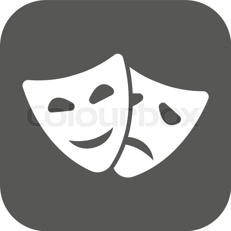 800x800 The Theater And Mask Icon. Drama, Comedy, Tragedy Symbol. Flat