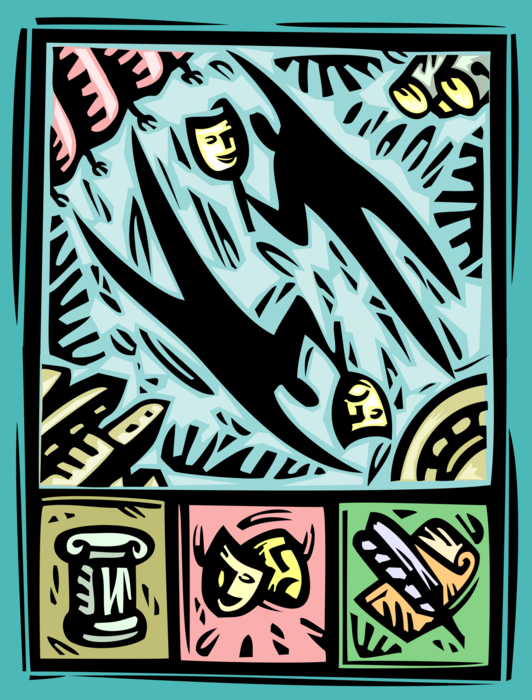 532x700 Thespians With Comedy And Tragedy Masks