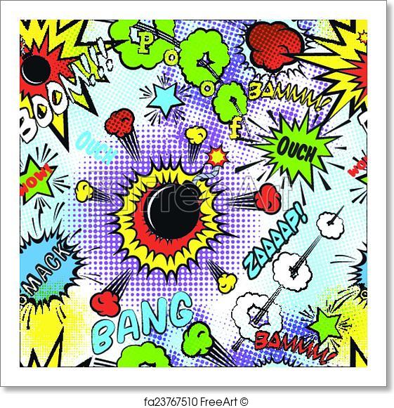 561x581 Free Art Print Of Seamless Pattern Background With Comic Bubbles