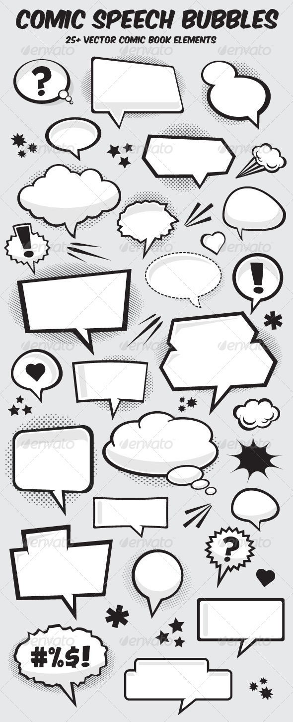590x1452 Comic Book Vector Speech Bubbles By Graphicmonkee Graphicriver