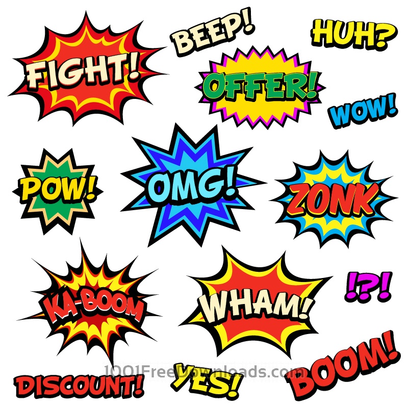 800x800 Free Vectors Comic Book Words Abstract