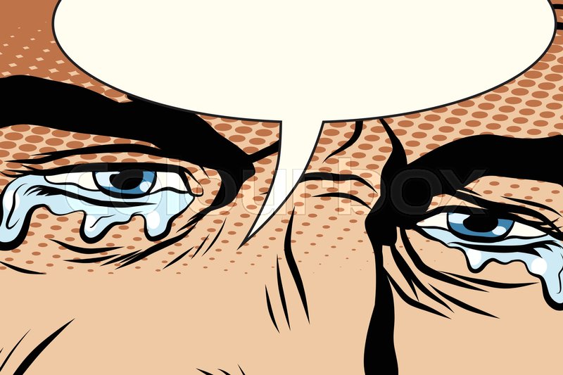 800x533 Retro Man Cries, Tears In The Eyes, Pop Art Comic Book Vector