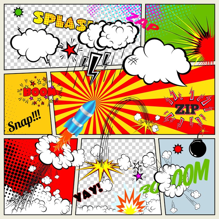700x700 Set Of Retro Comic Book Vector Design Elements, Thought Bubbles