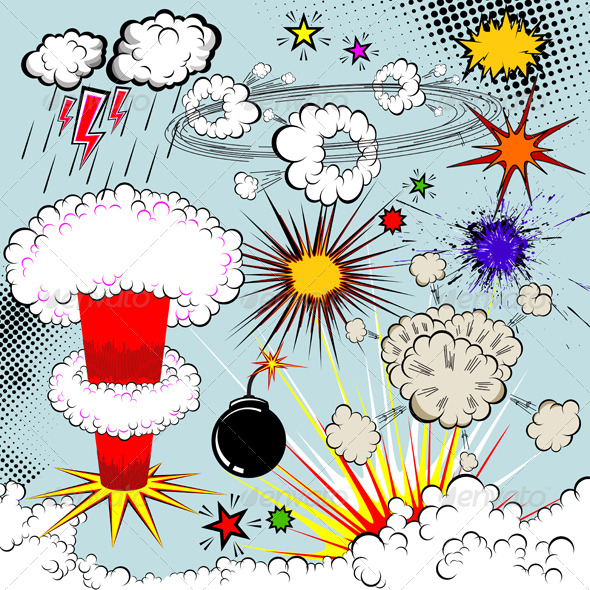 590x590 Vector Comic Book Explosion Elements For Your Designs By