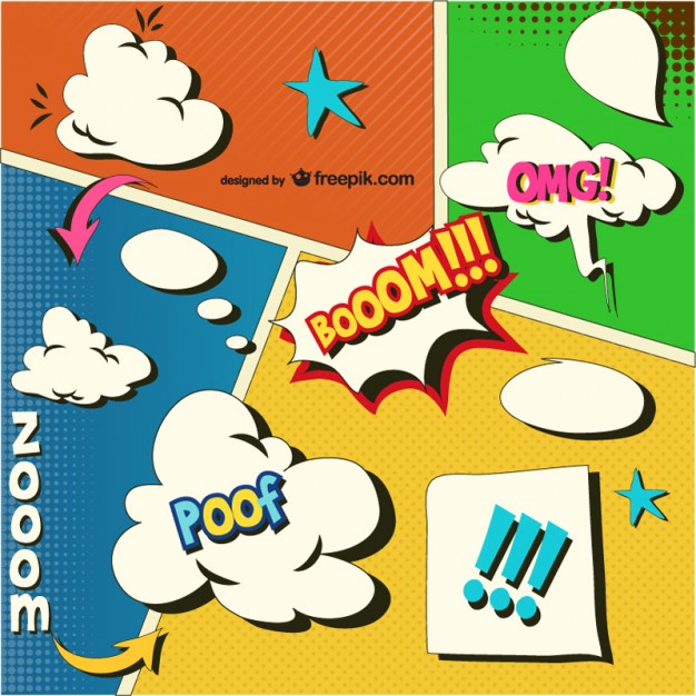 626x626 Comic Book Onomatopoeias And Speech Bubbles Vector Free Download