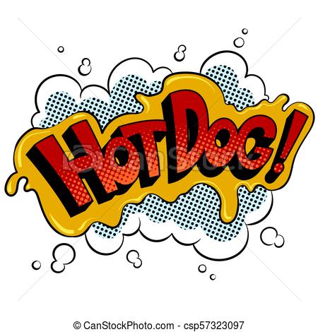 450x470 Hot Dog Word Comic Book Pop Art Vector. Hot Dog Word Pop Art Retro