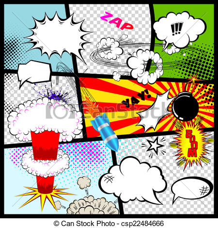 450x470 Retro Comic Book Speech Bubbles. Vector Design Elements.