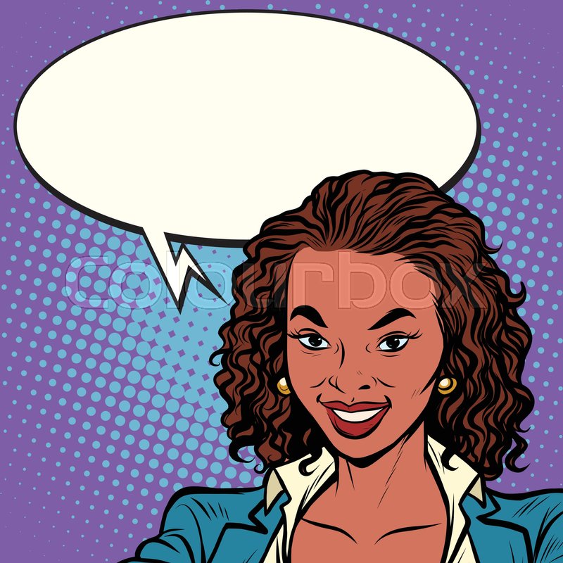 800x800 Beautiful African American Woman Smiling, Pop Art Retro Comic Book