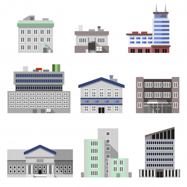 626x626 Office Buildings Flat Vector Free Download