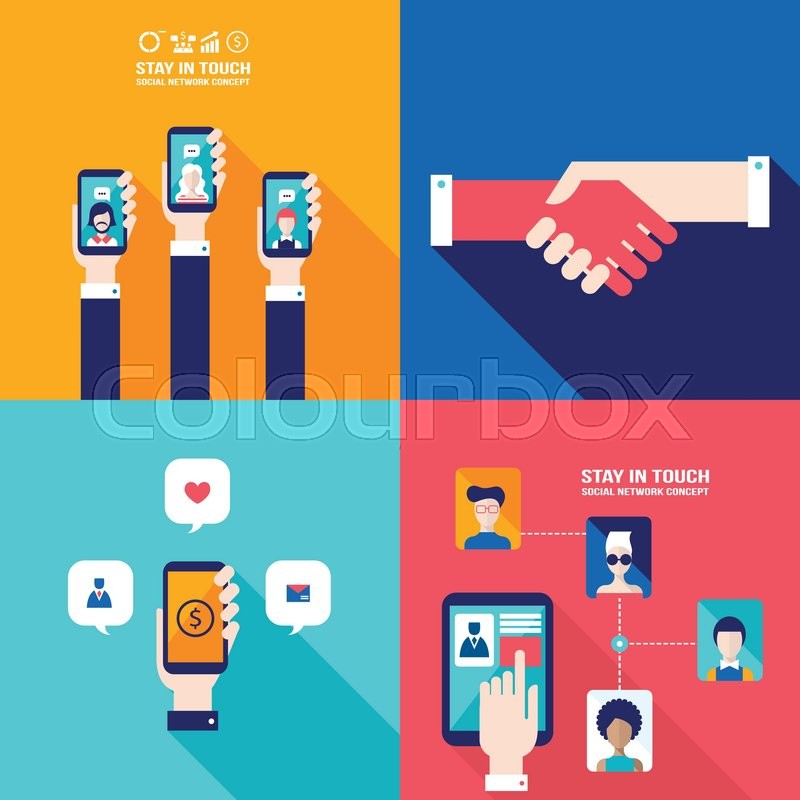 800x800 Social Network Technology Banner Set Online Business Relationship