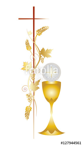 283x500 First Communion Vector Color Design Illustration, With Vine Grapes
