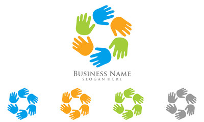 400x240 Colorful Tree Hand Logo, Social Community Vector Logo Design