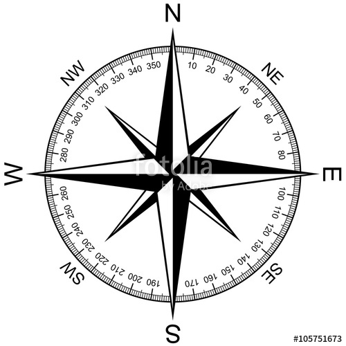 500x500 Compass Rose Isolated On White Vector Stock Image And Royalty