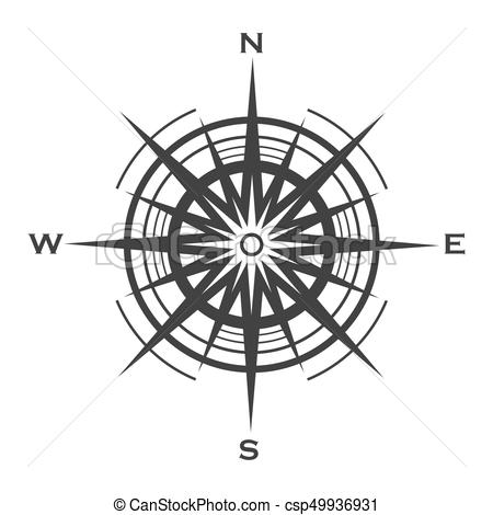 450x470 Compass Rose Icon Isolated On White Background. Wind Rose Vector
