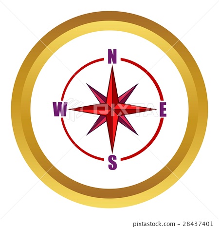 450x468 Red Compass Rose Vector Icon, Cartoon Style