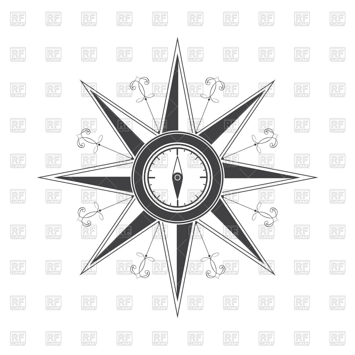 1200x1200 Simple Compass Rose (Wind Rose) Vector Image Vector Artwork Of
