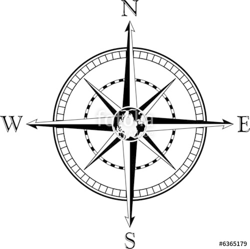 500x499 Compass Rose. Vector Illustration. Black And White. Stock Image