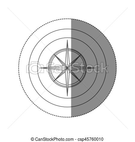450x470 Sticker Silhouette Circular Frame With Silhouette Compass Star