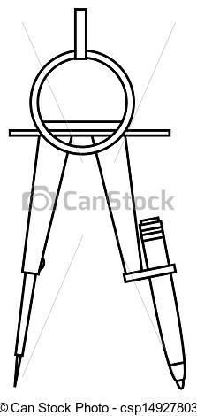 223x470 Drawing Compass. Vector Illustration .