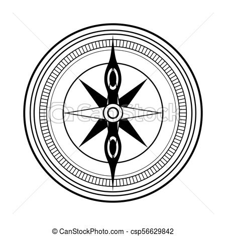 450x470 Vector Old Vintage Compass On White Background.