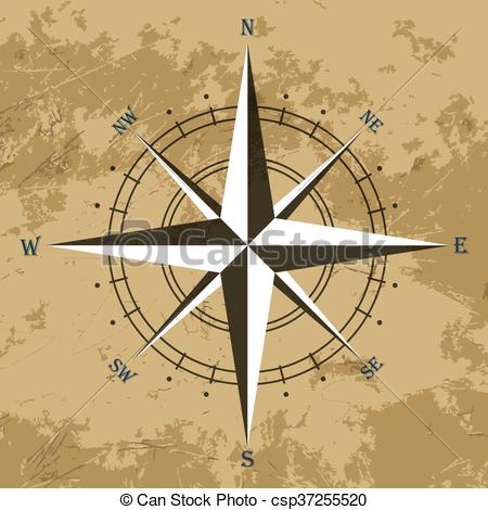 450x470 Vector Oldstyle Wind Rose Compass On Old Paper Background.