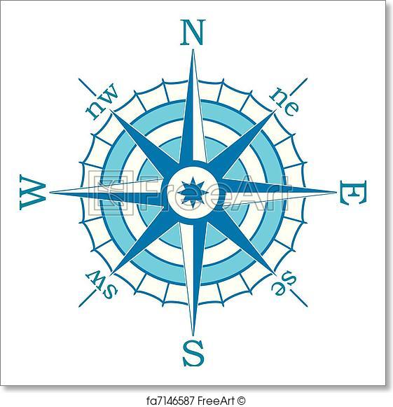 561x581 Free Art Print Of Blue Compass . Vector Blue Compass Freeart