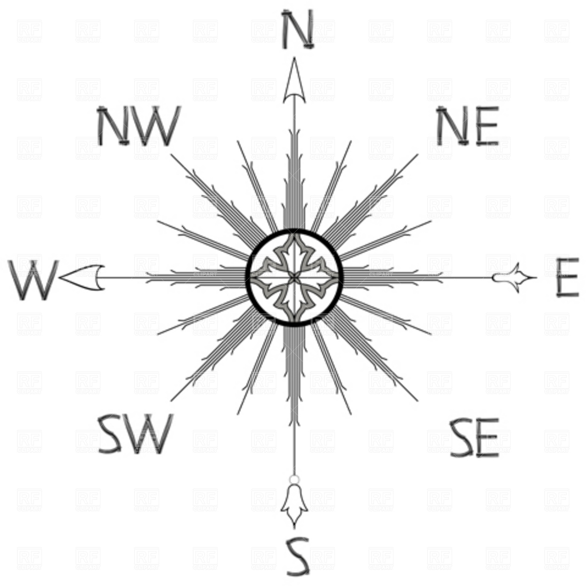 1200x1200 Wind Rose Compass Vector Image Vector Artwork Of Signs, Symbols