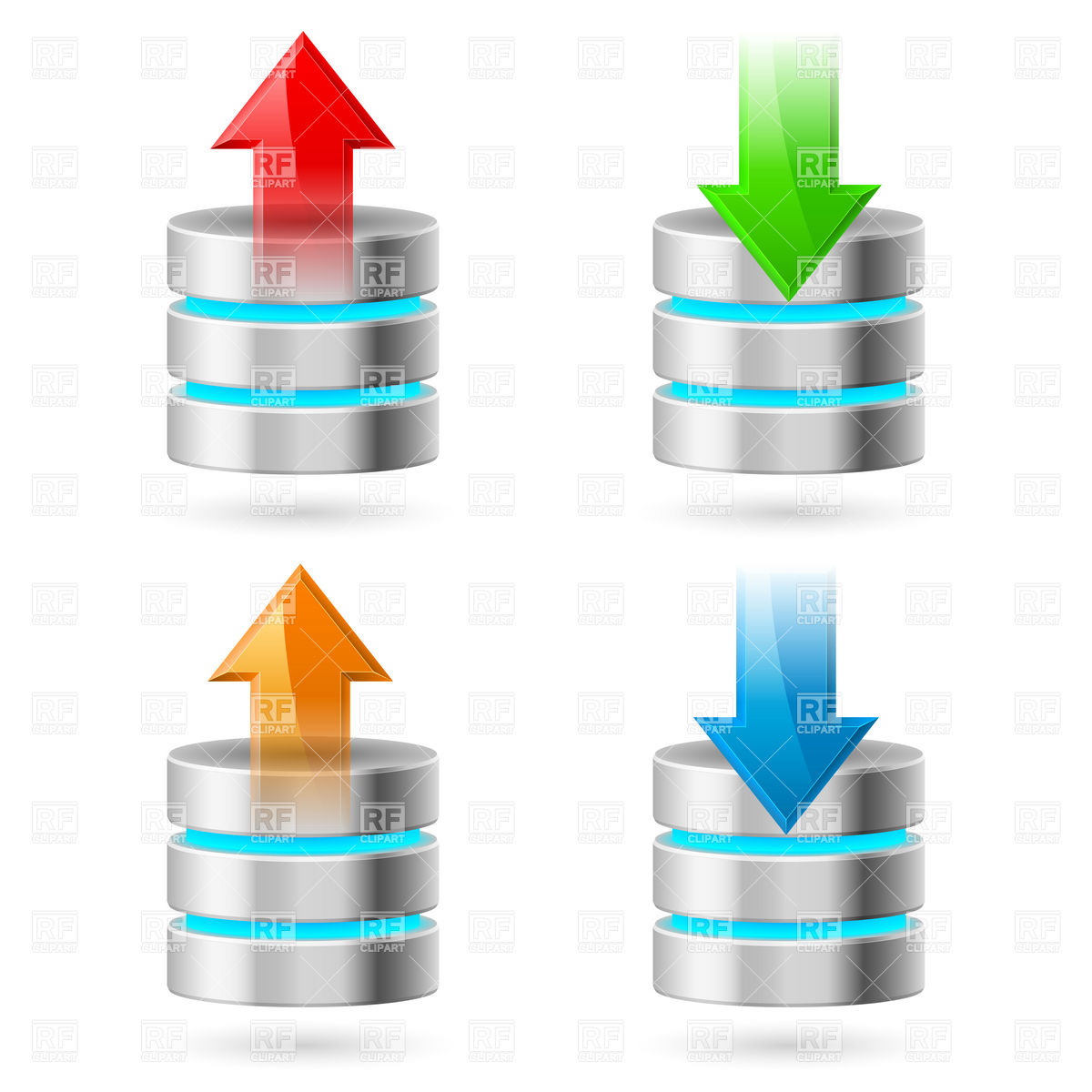 1200x1200 Computer Cylindrical Database Icon With Arrow Vector Image