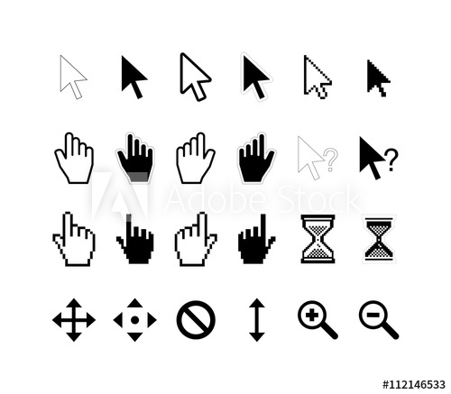 500x437 Large Set Of Computer Arrow Cursors On White