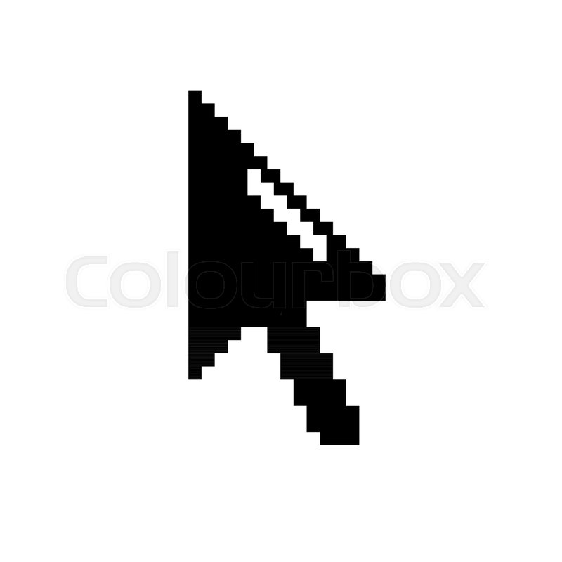 800x800 Old Style Pixel Computer Mouse Black Cursor Arrow Stock Vector