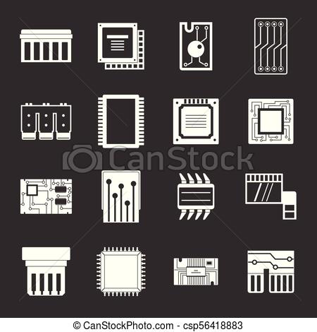 450x470 Computer Chips Icons Set Grey Vector. Computer Chips Icons Set