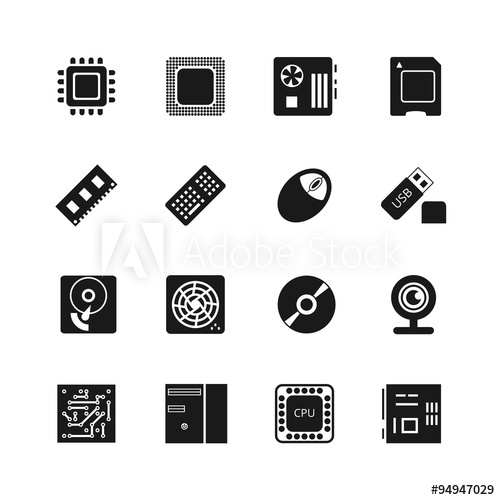 500x500 Computer Chips Vector Icons Set