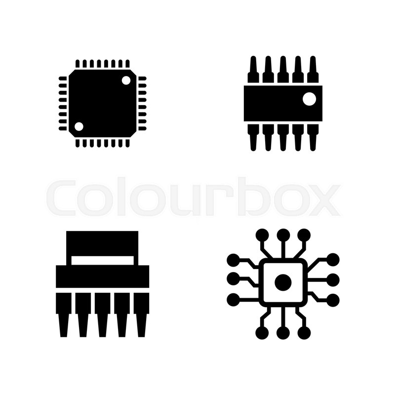 800x800 Computer Chips. Simple Related Vector Icons Set For Video, Mobile