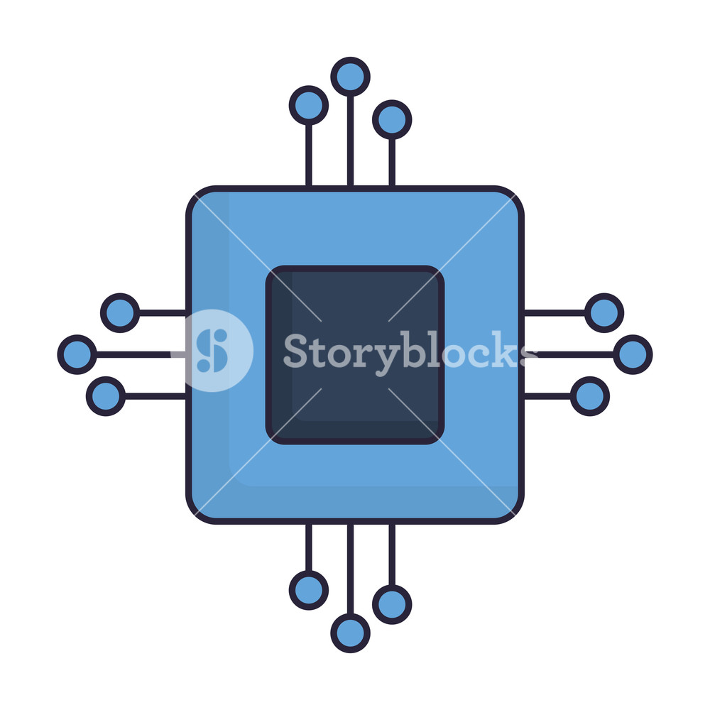 1000x1000 Computer Chip Icon Over White Background Vector Illustration