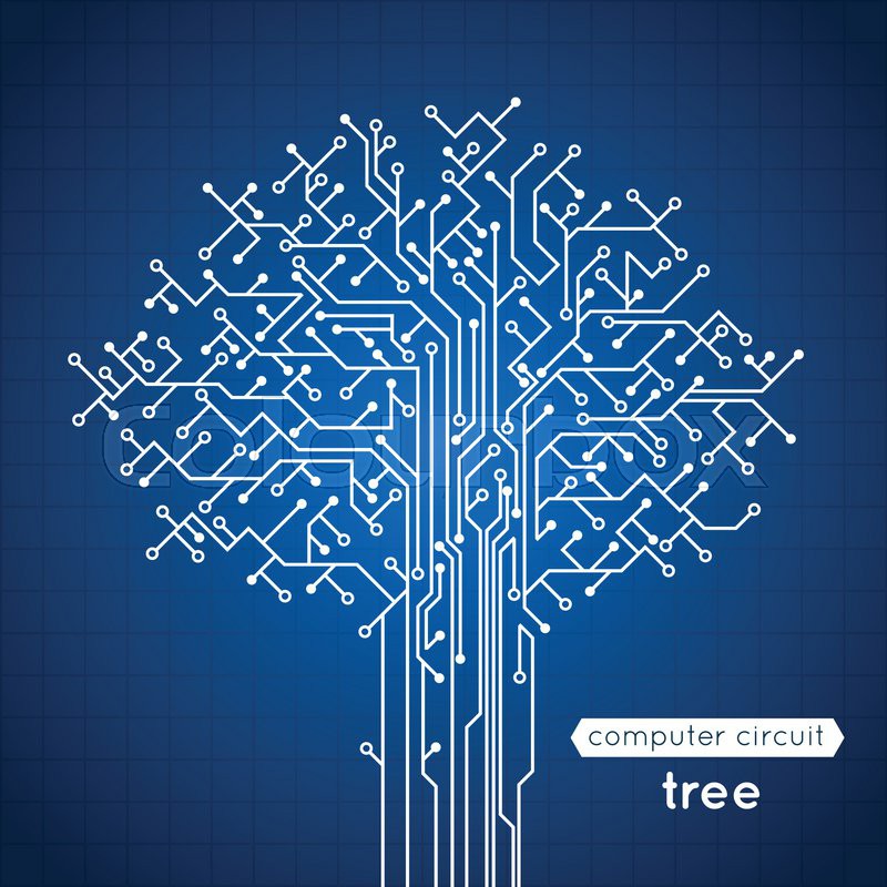 800x800 Computer Circuit Board Tree Creative Electronics Concept Poster