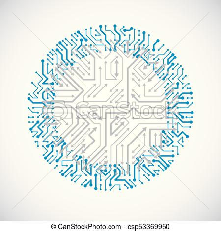 450x470 Vector Abstract Computer Circuit Board Blue Illustration, Round